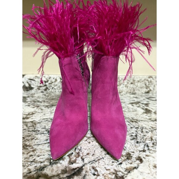 MICHAEL MICHAEL KORS Whitby Feather Trim Suede Ankle Boot 6.5 NWOB $250 - Picture 7 of 13